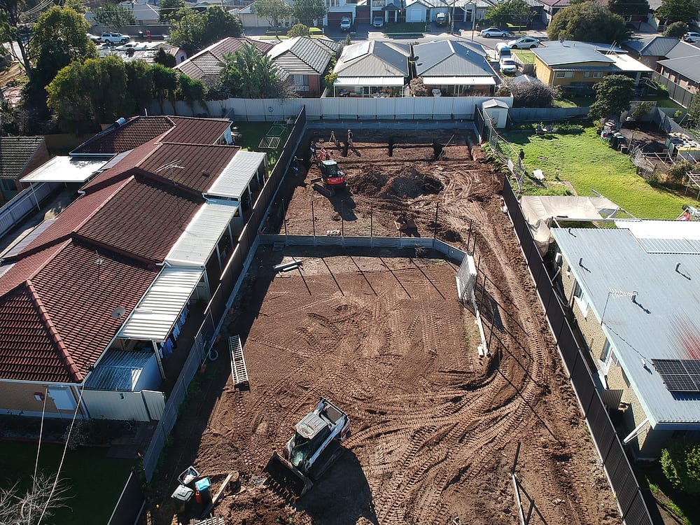 Site earthworks at the start of a development
